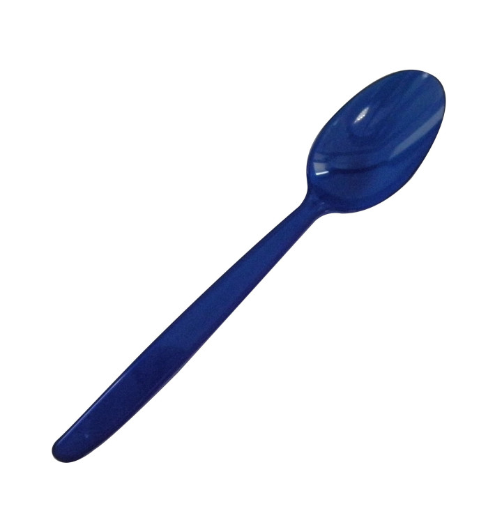 Plastic ijs lepel  PS blauw 15,5cm (50 stuks) 