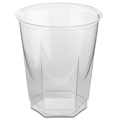 Plastic PS beker Kristal Zeshoekige vorm 250ml (50 stuks)