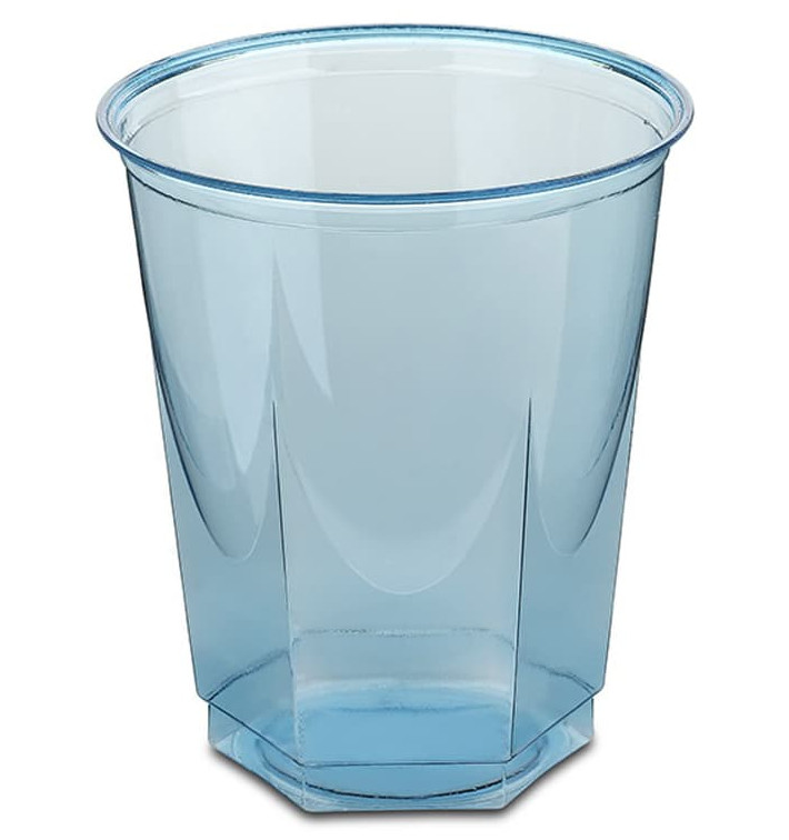 Plastic PS beker Kristal Zeshoekige vorm turkoois 250ml (250 stuks)