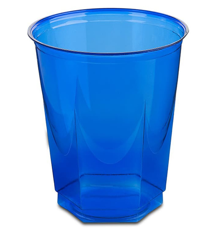 Plastic PS beker Kristal Zeshoekige vorm blauw 250ml (10 stuks) 