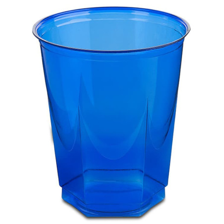 Plastic PS beker Kristal Zeshoekige vorm blauw 250ml (10 stuks) 