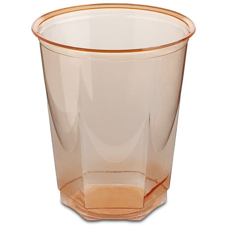 Plastic PS beker Kristal Zeshoekige vorm oranje 250ml (10 stuks) 