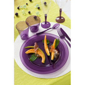 Plastic bord Rond vormig extra sterk aubergine kleur 26cm (6 stuks) 