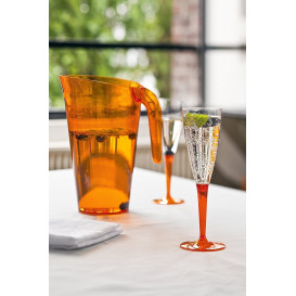 Plastic stam fluitglas Mousserende Wijn oranje 100ml (6 stuks) 