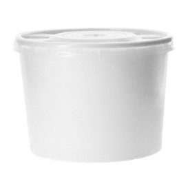 Papieren Container met Plastic Deksel wit PP 350ml (50 stuks) 