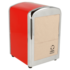 Servet van staal dispenser"Miniservis" rood 10,5x9,7x14cm (12 stuks)