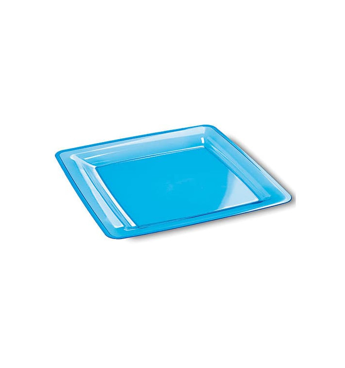 Plastic bord Vierkant extra sterk turkoois 18x18cm (108 stuks)