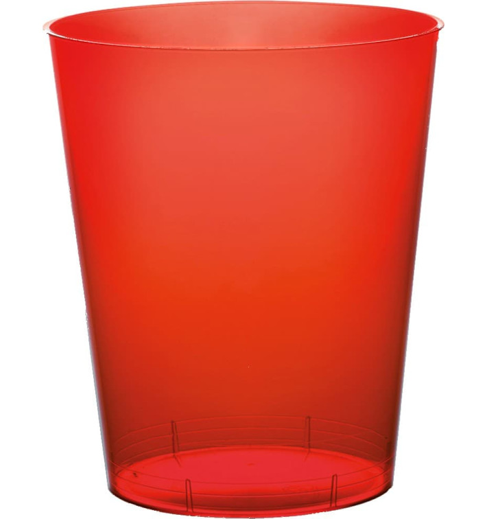 Plastic PS beker "Moon" rood transparant 350ml (400 stuks)