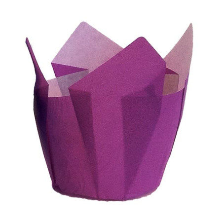 Cupcake vorm voering tulpvorm paars Ø5x4,2/7,2cm (2.160 stuks)