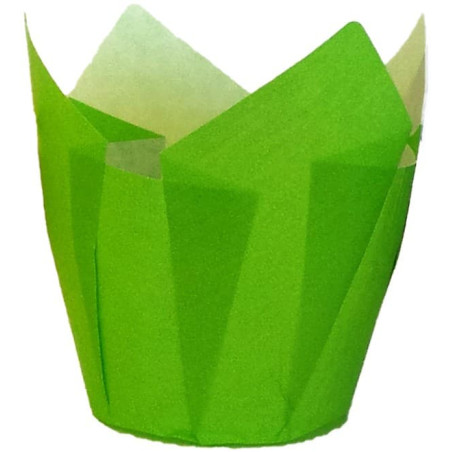 Cupcake vorm voering tulpvorm groen Ø5x5/8cm (3.600 stuks)