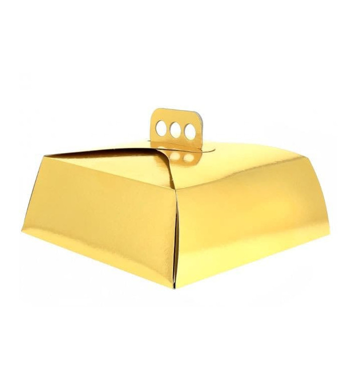 Papieren cake doosje Vierkant goud 15x22x8cm (100 stuks)