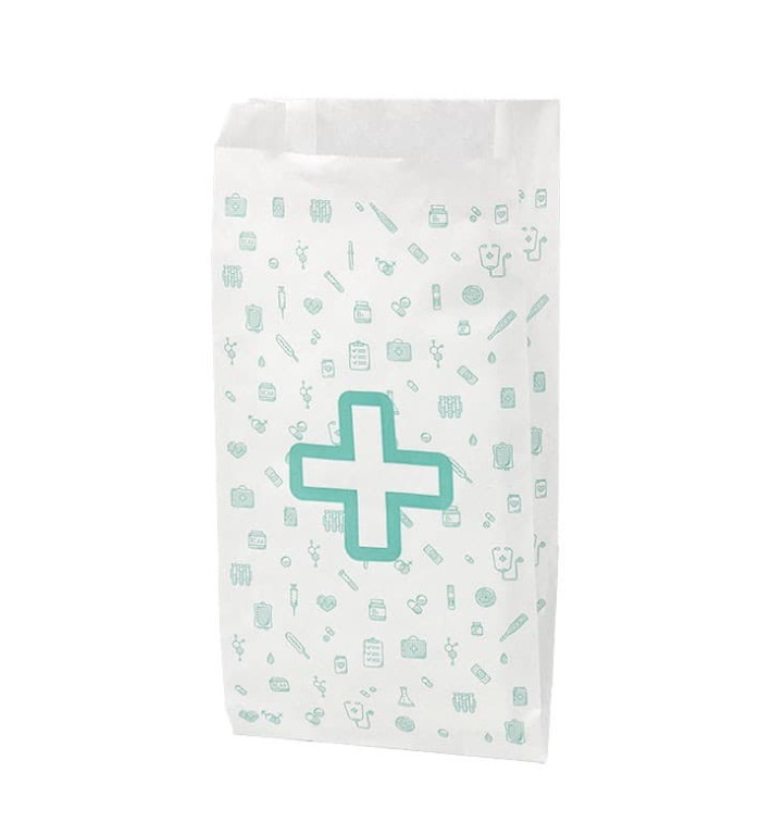 Papieren zak apotheek wit 14+7x24cm (1000 stuks)