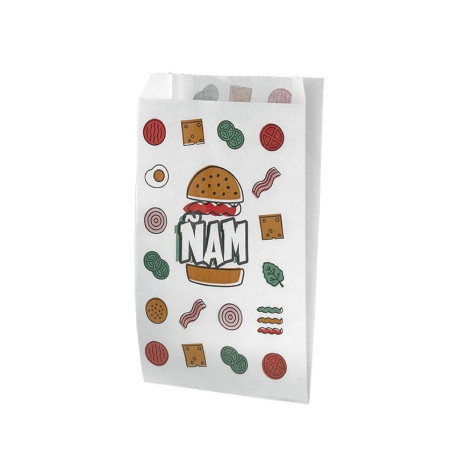 Papieren hamburgerbox Vetvrij Design 14+7x27cm (1000 stuks)