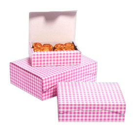 Papier bakkerij doos roze 18,2x13,6x5,2cm 500g (250 stuks)