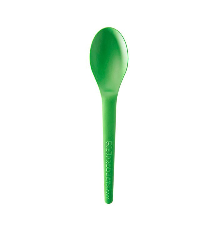 Stof gebaseerd op Maizena CPLA composteerbare lepel groen 15,0 cm (50 stuks) 