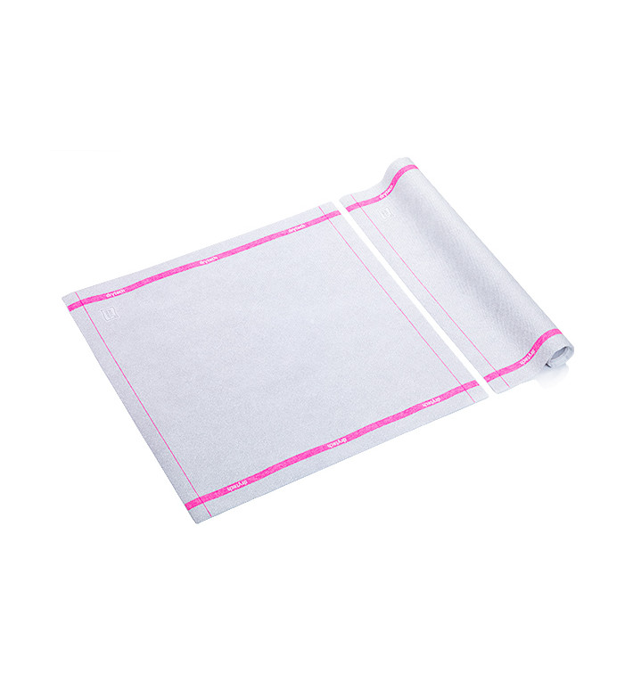 Doekjes Rol "Drentech" magenta randen 40x40cm P40cm (100 stuks)