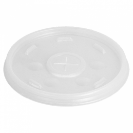 Plastic PS Deksel met rietsleuf Ø8,9cm voor Schuim beker (100 stuks)