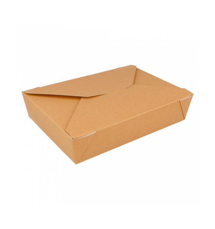 Papieren take-out Container "American" Naturel 19,7x14x4,6cm 1470ml (50 stuks) 