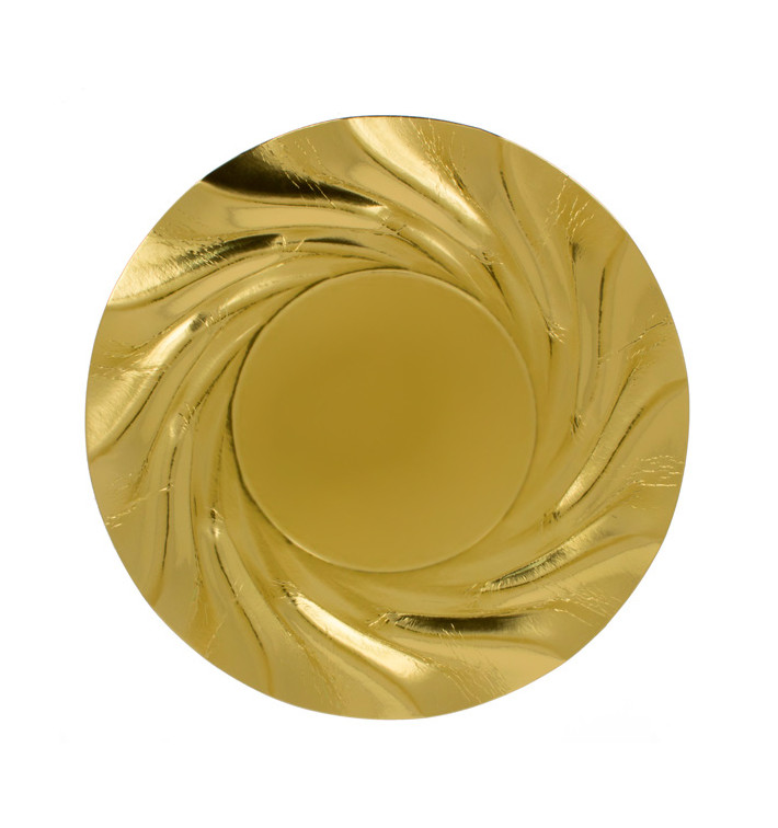 Papieren bord Rond vormig goud "Acuario" 35cm (100 stuks)