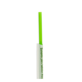 Plastic recht rietje PLA verpakt groen Ø0,6cm 20cm (6500 stuks)