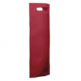 Niet geweven tas met gestanste handgrepen bordeauxrood 17+10x40cm (25 stuks)