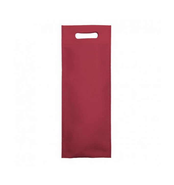 Niet geweven tas met gestanste handgrepen bordeauxrood 17+10x40cm (200 stuks)