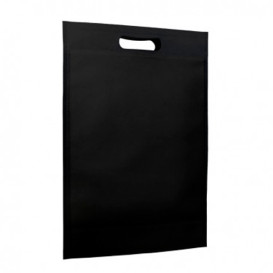 Niet geweven tas met gestanste handgrepen zwart 30+10x40cm (25 stuks)