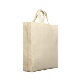 Niet geweven PREMIUM tas met korte hengsels crème 25+10x30cm (200 stuks)