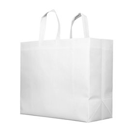 Niet geweven PREMIUM tas met korte hengsels wit 45+12x40cm (25 stuks)