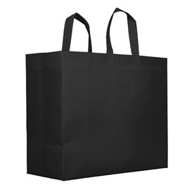 Niet geweven PREMIUM tas met korte hengsels zwart 45+12x40cm (25 stuks)