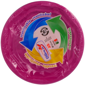 Plastic bord Diep Achthoekig Rond vormig Fucsia Ø22 cm (25 stuks) 