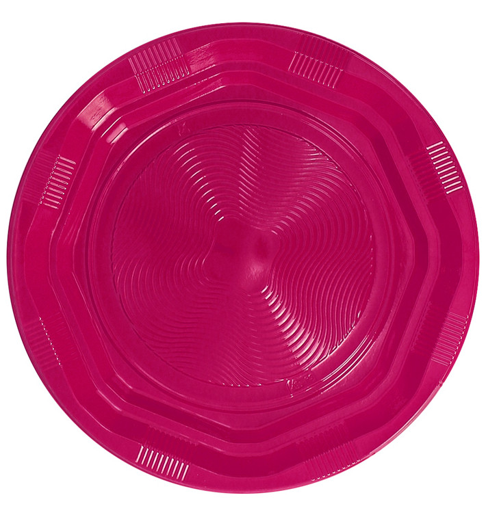 Plastic bord Diep Achthoekig Rond vormig Fucsia Ø22 cm (25 stuks) 