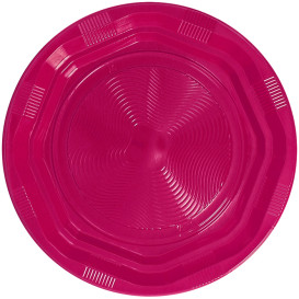 Plastic bord Diep Achthoekig Rond vormig Fucsia Ø22 cm (250 stuks)