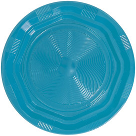 Plastic bord Diep Achthoekig Rond vormig lichtblauw Ø22 cm (25 stuks) 