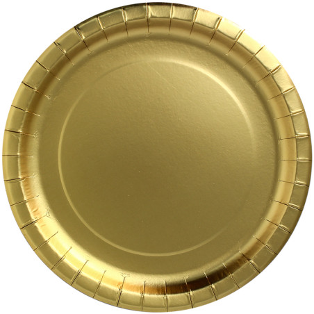 Papieren bord Rond vormig "Party Shinen" goud Ø29cm (6 stuks) 