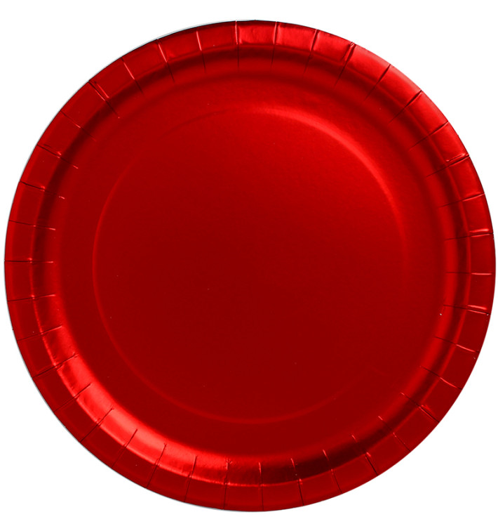 Papieren bord Rond vormig "Party" rood Ø34cm (45 stuks)