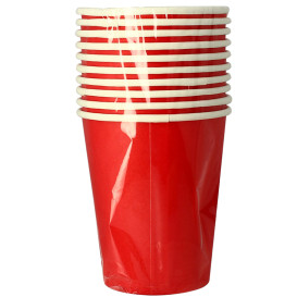 Papieren beker rood 9Oz/240ml "Party" (10 stuks)