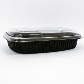 Plastic PP Container Rechthoekige vorm 1250ml 25,5x18,9x4,5cm (40 stuks) 