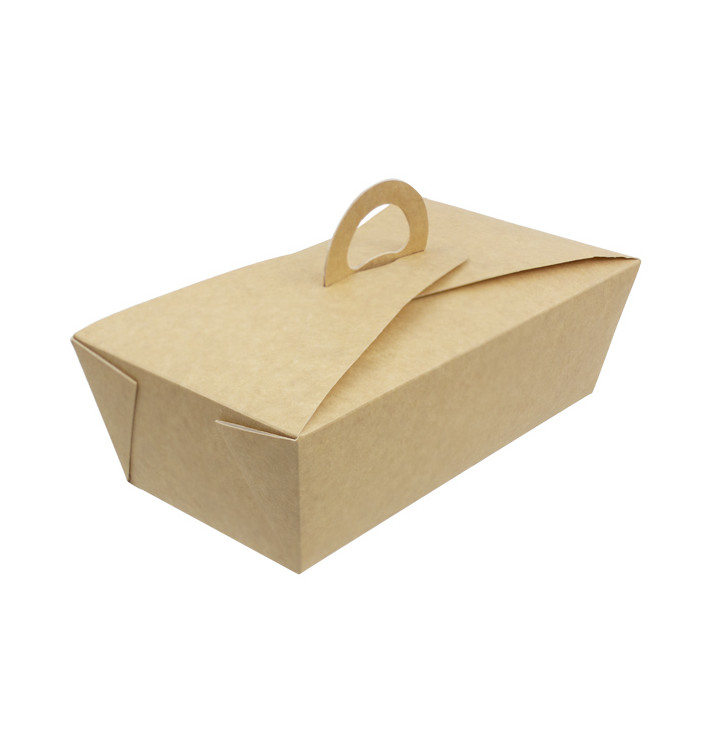 American Box with handles "Doggy Bag" Kraft 20x10x7cm (140 Units)