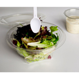 Plastic saladekom APET Rond vormig met lepel 150ml Ø12cm (60 stuks) 