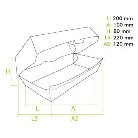 Papieren Sandwich Container kraft 20x10x8cm (200 stuks)