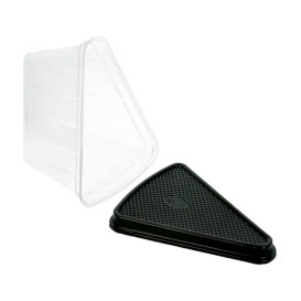 Plastic cakeplak Container transparant zwarte voet (50 stuks)