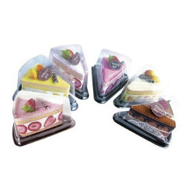 Plastic cakeplak Container transparant zwarte voet (50 stuks)