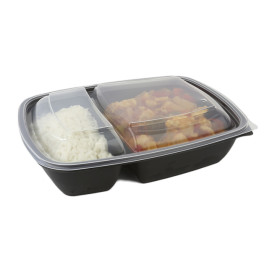 Plastic Deksel voor Deli Container PP Rechthoekige vorm 2C zwart 23x16,5cm (300 stuks)