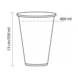 Stof gebaseerd op Maizena PLA beker  Bio transparant 550ml Ø9,5cm (70 stuks) 