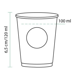 Papieren beker PLA "Biologisch" Eco-Vriendelijk 4 Oz/120ml Ø6,2cm (80 stuks)