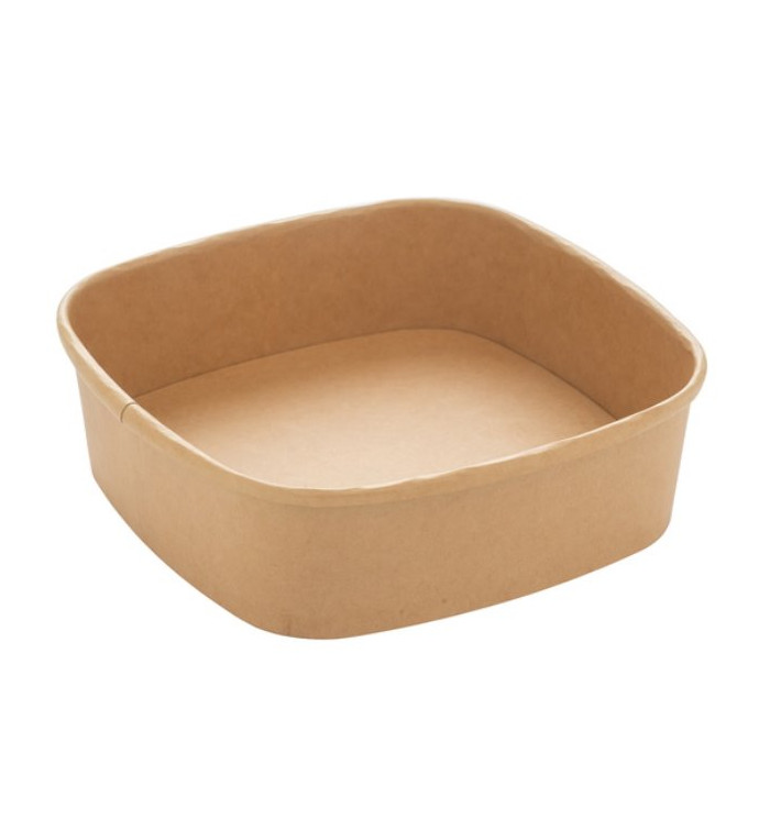 Vierkante Kraftpapier Container 750ml 17x17x5cm (50 Stuks)