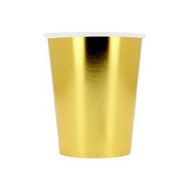 Papieren beker goud 9Oz/240ml "Party" (10 stuks)