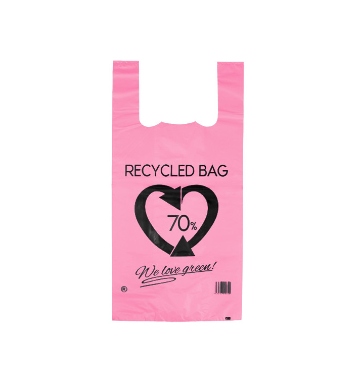 Plastic Hemddraagtassen 70% Gerecycled Roze 42x53cm 50µm (50 stuks) 