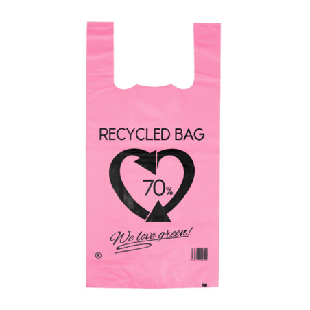 Herbruikbaar Plastic Hemddraagtassen Roze 42x53cm 50µm (1 Kg) 